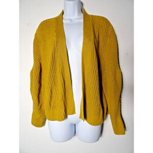Ruby Moon Cardigan Womens Small Knit Mustard Yellow Shrug Open Style Lagenlook